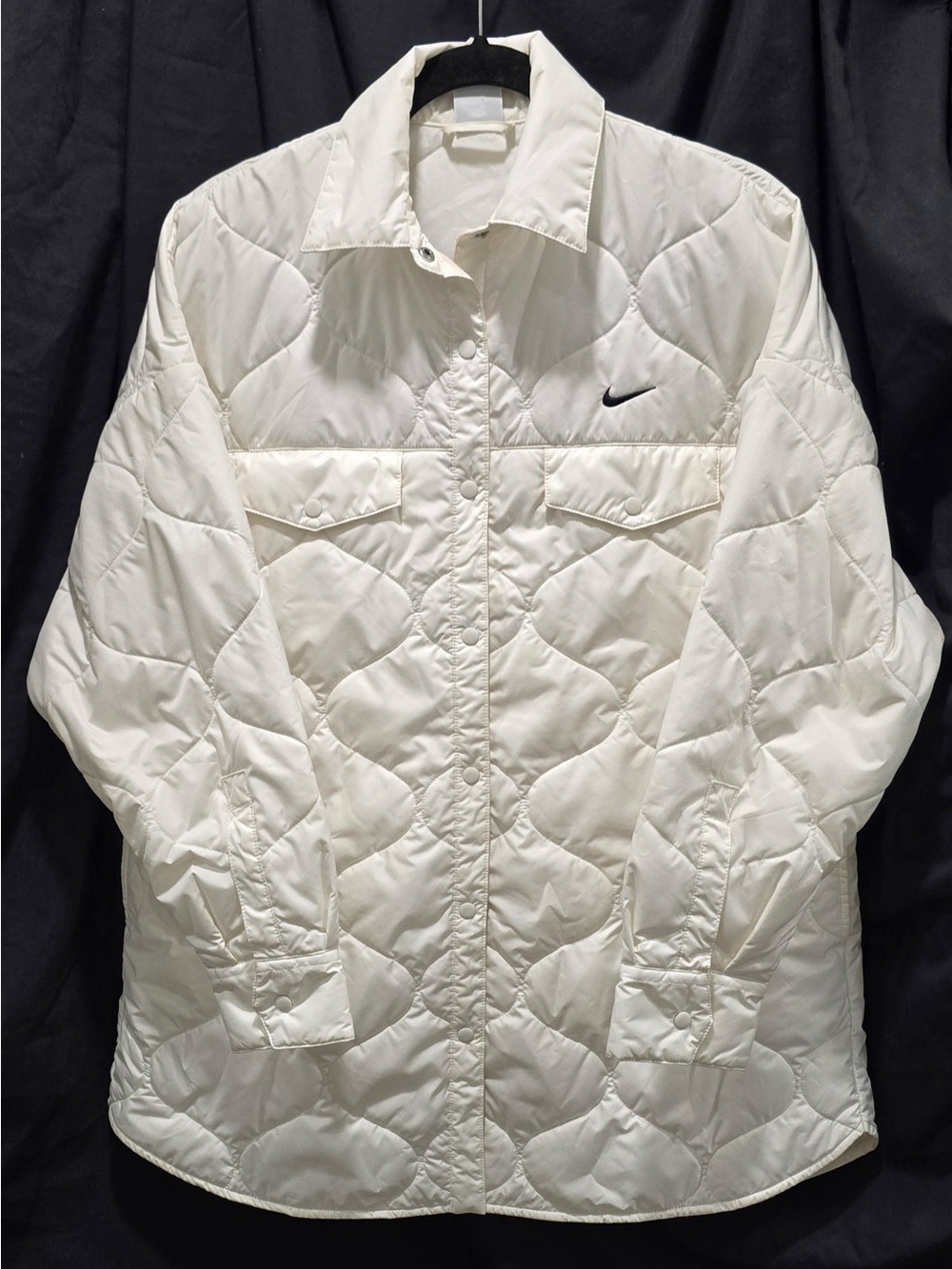 Nike Women's Off-White Quilted Puffer Shirt Jacket